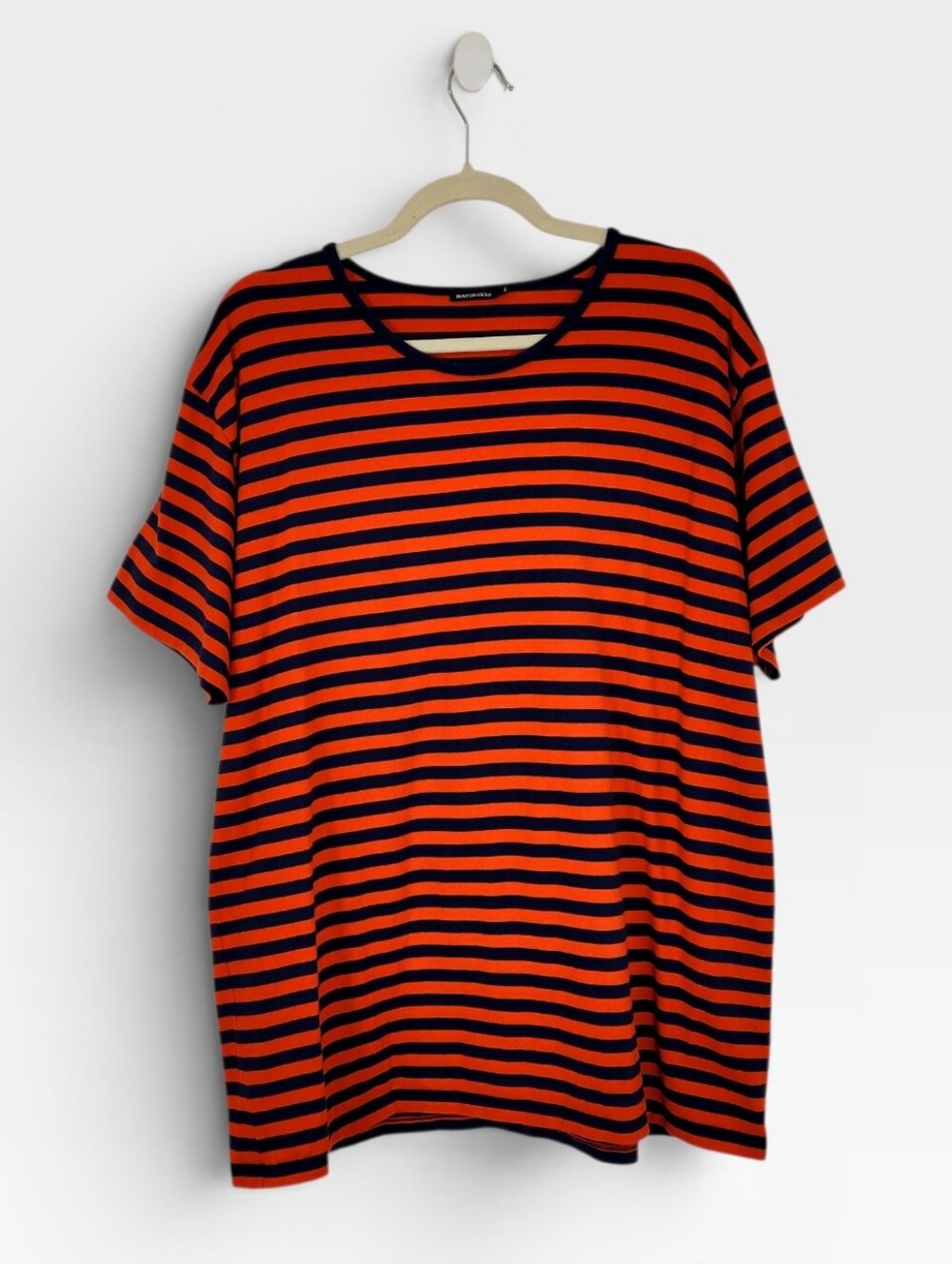 Marimekko Finland Red & Navy Stripe Cotton T-Shirt Tee Top 2XL